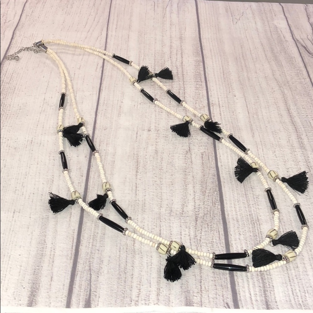 Chico’s Beaded With Tassels Necklace